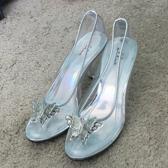 clear glass slipper shoes